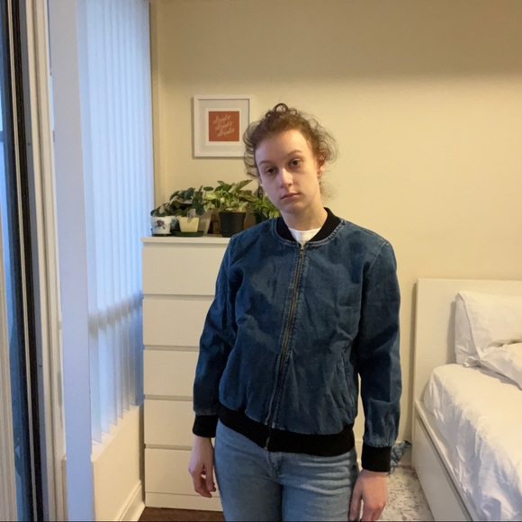 American Apparel Denim Bomber Jacket L - Picture 3 of 5